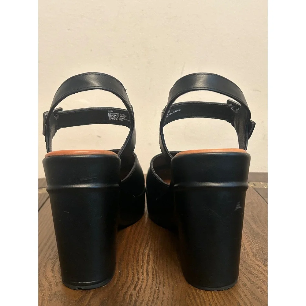 Korks Women's Black Wedge Sandals Platform Closed Toe Ankle Strap Size 10M